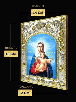 Икона Леушинская Божия Матерь в ризе, 18х14 см