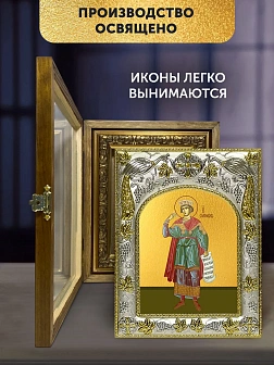 Икона Соломон Царь в ризе и деревянном киоте, 26х22 см Икона Соломон Царь в ризе и деревянном киоте, 26х22 см