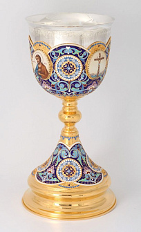 Потир 1.5л 4-финифти, филигрань, эмаль / золочение / серебряный стакан (УИН)