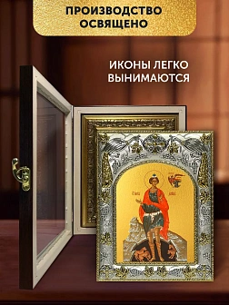 Икона Даниил Пророк в ризе и киоте под дерево, 27х23 см