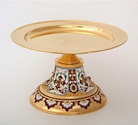 Дискос с поддискосником / ф280мм-1, 5л"№10" / филигрань, эмаль, ручная гравировка / золочение