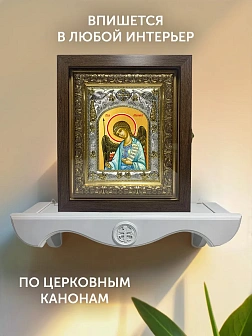 Икона Ангел Хранитель в ризе и киоте под дерево, 27х23 см