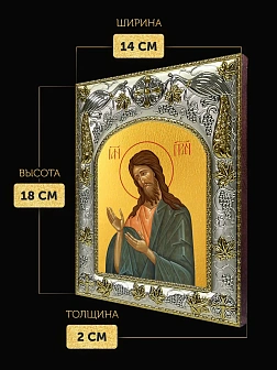 Икона Иоанн Предтеча в ризе, 18х14 см