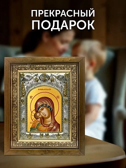 Икона Игоревская Божия Матерь в ризе и деревянном киоте, 26х22 см