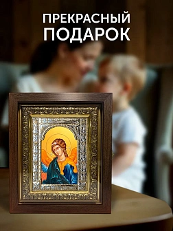 Икона Архангел Гавриил в ризе и киоте под дерево, 33х27 см