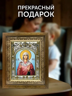Икона Виктория Коринфская в ризе и деревянном киоте, 26х22 см
