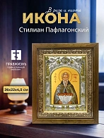 Икона Стилиан Пафлагонский в ризе и деревянном киоте, 26х22 см