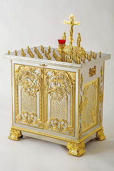 Стол панихидный 71 свеча фигурный гальванопластика нержавейка частичное золочение