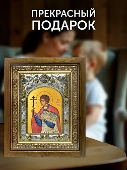 Икона Уар Египетский в ризе и деревянном киоте, 26х22 см