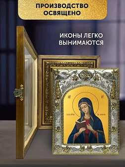 Икона Калужская Божия Матерь в ризе и деревянном киоте, 26х22 см