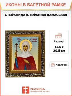 Икона Стефанида Стефания мученица, узкая рамка 17,5х20,5х2 см 202