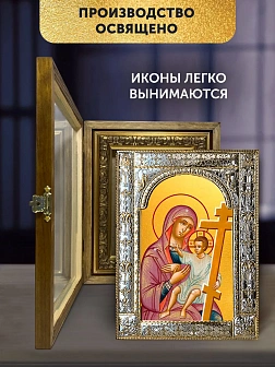 Икона Новоникитская Божия Матерь в ризе и деревянном киоте, 33х27 см