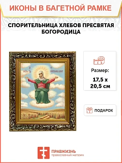 Икона Божией Матери Спорительница хлебов, узкая рамка 17,5х20,5х2 см 151