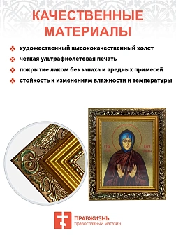 Икона Кира Берийская преподобная, узкая рамка 17,5х20,5х2 см 156