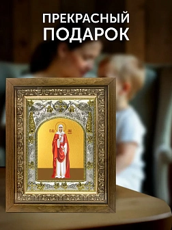 Икона Анна Готфская в ризе и деревянном киоте, 26х22 см