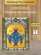 Икона Херувим Шестикрылый в ризе, 18х14 см