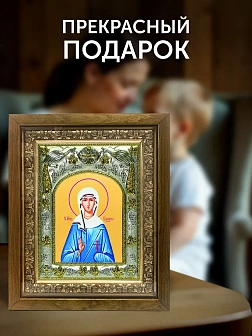 Икона Василисса Римская в ризе и деревянном киоте, 26х22 см