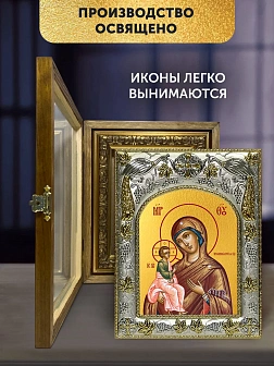Икона Иерусалимская Божия Матерь в ризе и деревянном киоте, 26х22 см