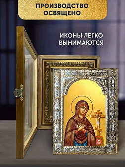 Икона Ахтырская Божия Матерь в ризе и деревянном киоте, 33х27 см