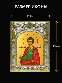Икона Римма Новодунский в ризе и киоте под дерево, 27х23 см
