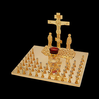 Крышка панихидного стола 44 свечи золоченая