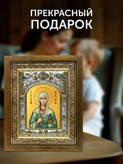 Икона Миропия Хиосская в ризе и деревянном киоте, 26х22 см