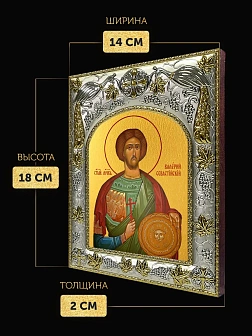 Икона Валерий Севастийский в ризе, 18х14 см