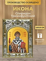 Икона Спиридон Тримифунтский в ризе, 18х14 см