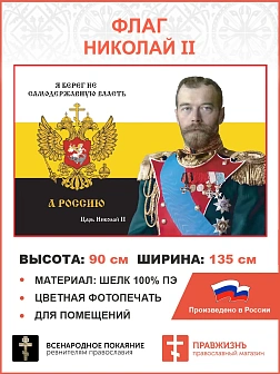 Флаг 253 Николай II Я берег не самодержавную власть а Россию триколор 90х135 материал шелк для помещ