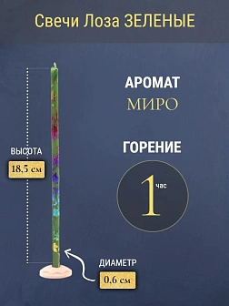 Набор Подсвечник оникс "вазочка", со свечами праздничные №80 (уп 50шт), ЗЕЛЁНЫЕ (Радужная лоза)