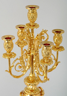 Подсвечник юбилейный 5 свечей золочение
