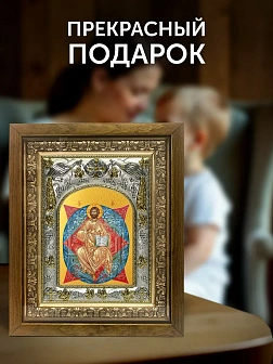 Икона Спас в Силах в ризе и деревянном киоте, 26х22 см