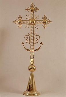 Крест на купол №2 с шаром и конусом золочение