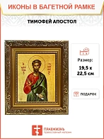 Икона Тимофей апостол, широкая рамка 19,5х22,5х2 см 138