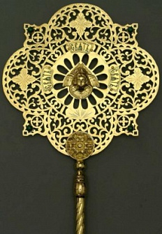 Рипида №6 гравировка золочение камни эмаль (пара)