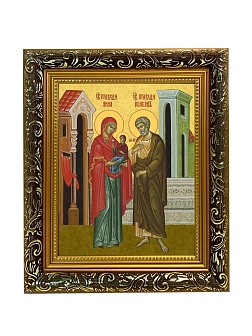 Икона Иоаким и Анна праведные, узкая рамка 17,5х20,5х2 см 078