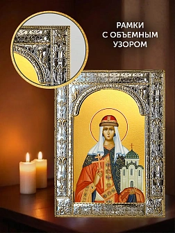 Икона Ольга Великая Княгиня в ризе и киоте под дерево, 33х27 см