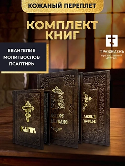 Православные книги: Евангелие Молитвослов большой и Псалтырь 3 шт коричневые в кожаном переплете Православные книги: Евангелие Молитвослов большой и Псалтырь 3 шт коричневые в кожаном переплете