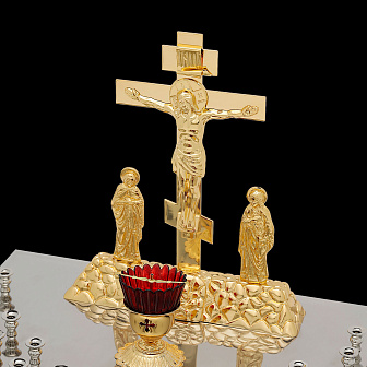 Крышка панихидного стола 44 свечи нержавеющая сталь частичное золочение