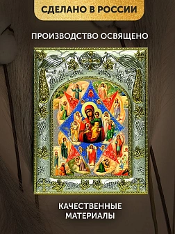 Икона Неопалимая Купина Божия Матерь в ризе, 18х14 см