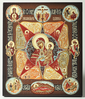 Икона на доске 22х26 объёмная печать, лак Неопалимая Купина