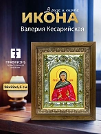 Икона Валерия Кесарийская в ризе и деревянном киоте, 26х22 см