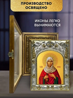 Икона Иоанна Мироносица в ризе и деревянном киоте, 26х22 см