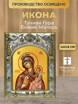 Икона Тучная Гора Божия Матерь в ризе, 18х14 см