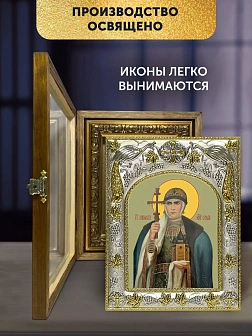 Икона Ольга Великая Княгиня в ризе и деревянном киоте, 26х22 см