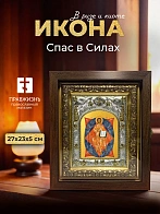 Икона Спас в Силах в ризе и киоте под дерево, 27х23 см