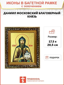 Икона "Даниил Московский", св. блгв. кн., с золочением поталью, 09035-УЛ