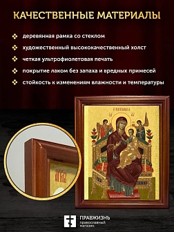 Икона Божией Матери Всецарица, деревянная рамка со стеклом 15х18х2 см 054