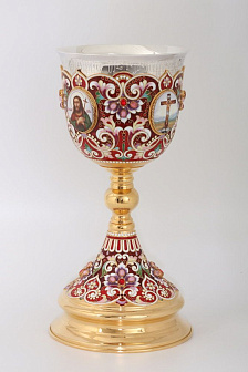 Потир 1.5л 4-финифти, филигрань, эмаль / золочение / серебряный стакан (УИН)