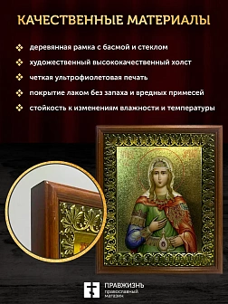 Икона Фотиния Светлана Самаряныня великомученица с золочением, деревянная рамка с басмой и стеклом 1